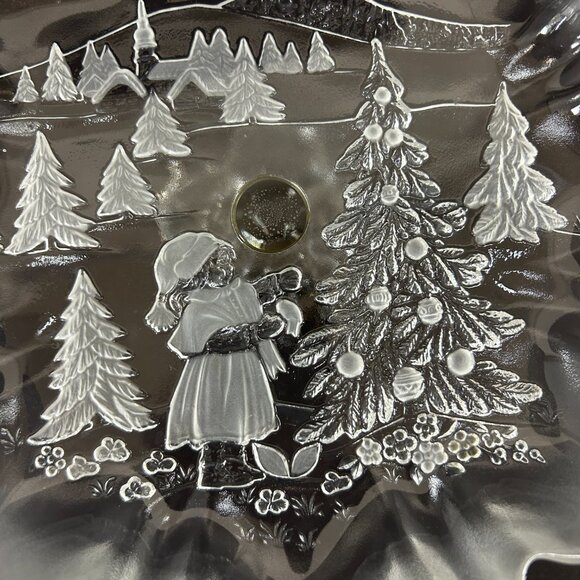 Mikasa Holiday Classics Christmas Crystal Footed Pedestal Bon Bon 9" shallow bow - Picture 11 of 11